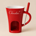 Mug à fondue Fondly rouge avec sa fourchette